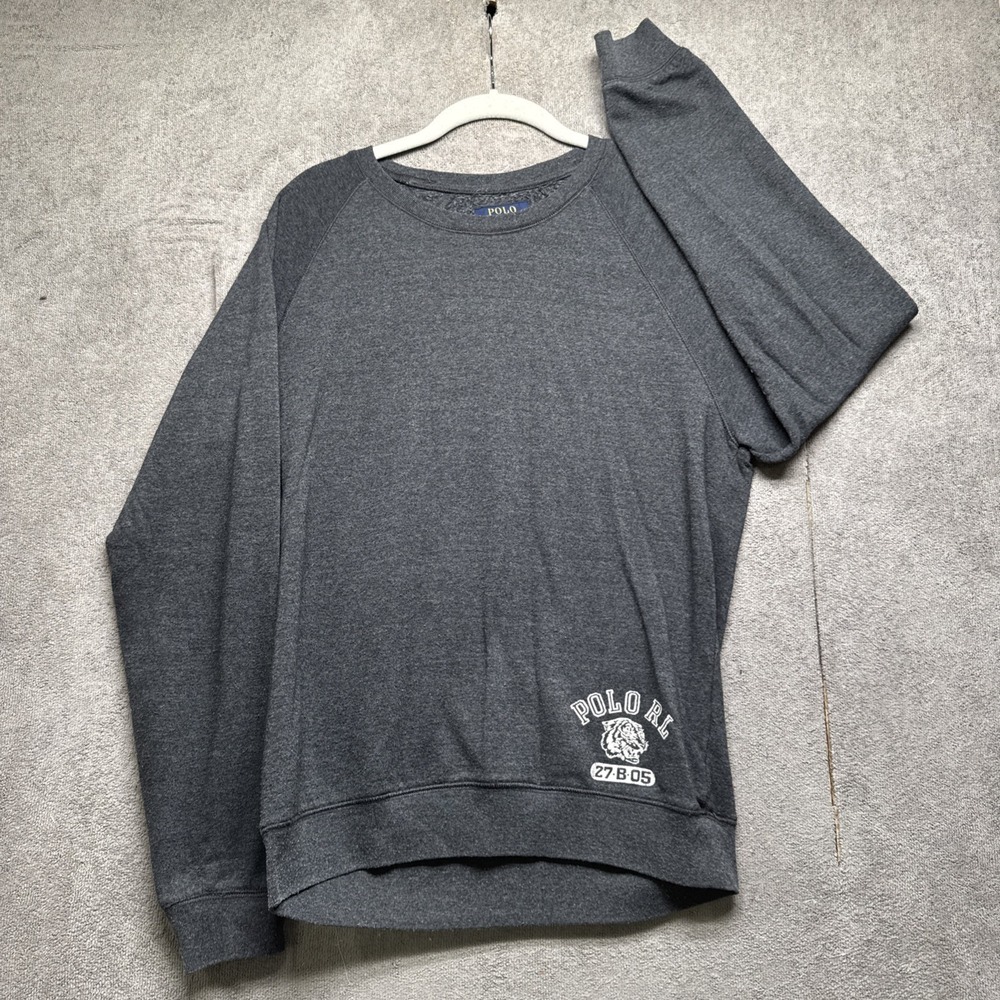 Polo Ralph Lauren Men's Gray Crewneck Pullover Sweatshirt Small Tiger Logo